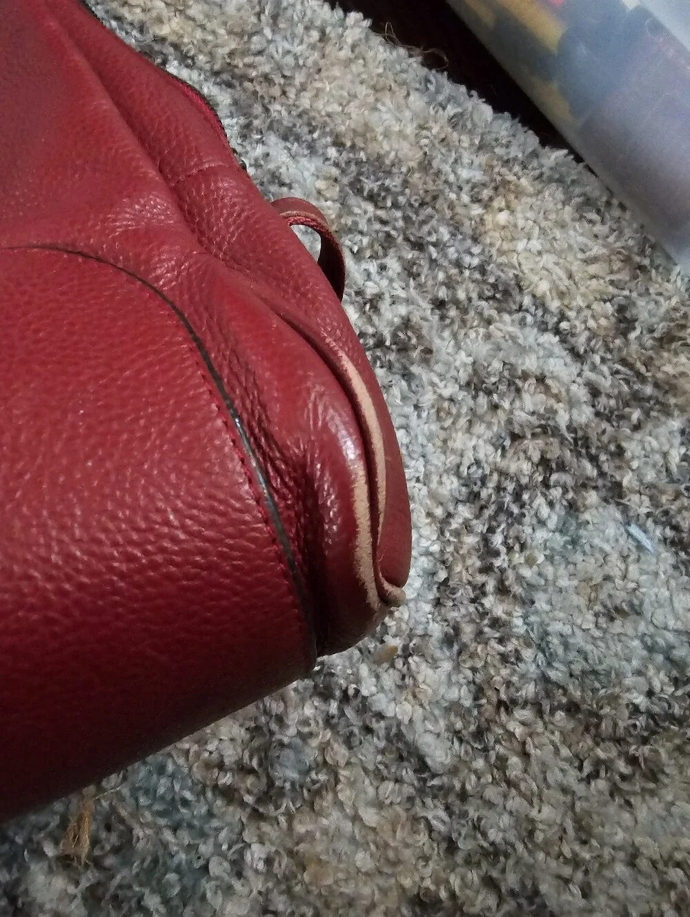 Dark Red Pebbled Cowhide Leather Backpack